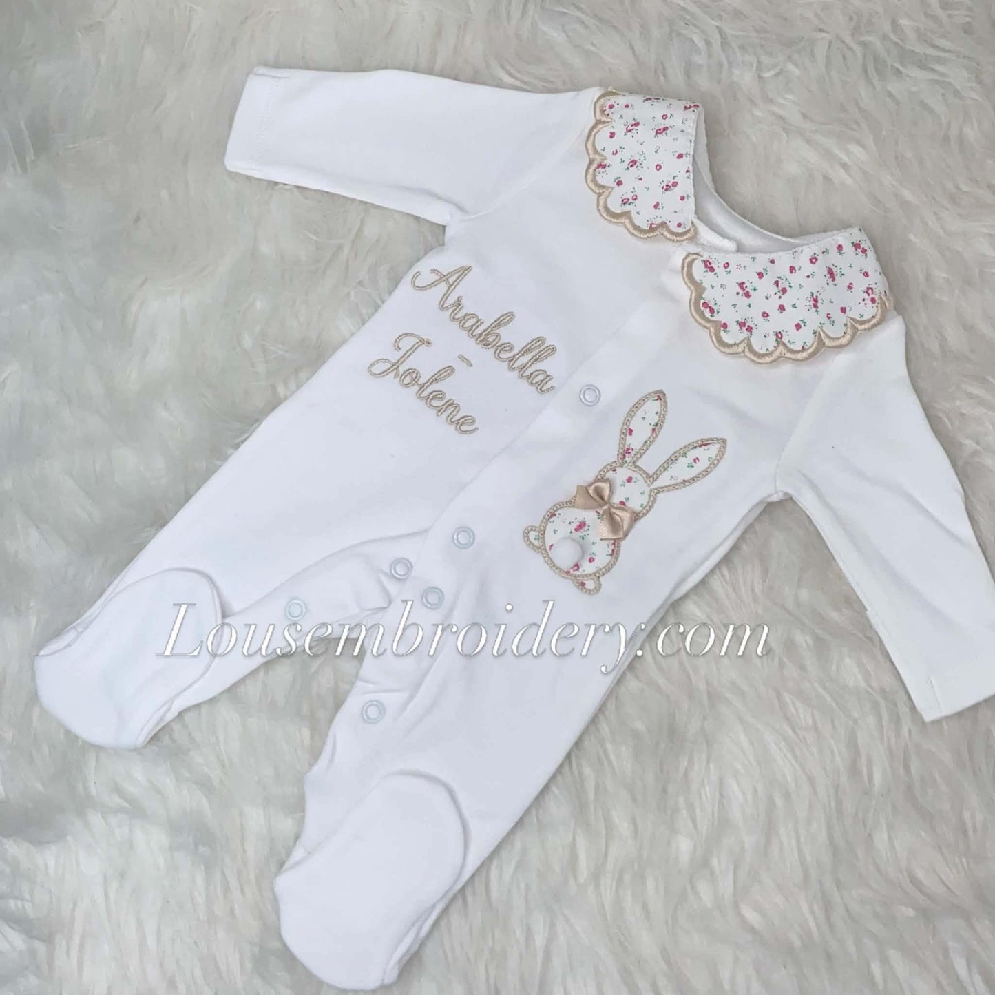 Floral bunny sleepsuit (JUST THE SLEEPSUIT)