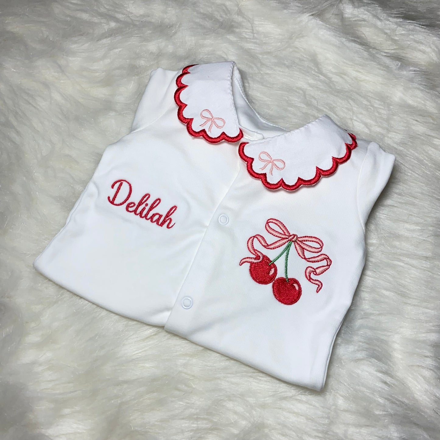 cherry sleepsuit MADE TO ORDER