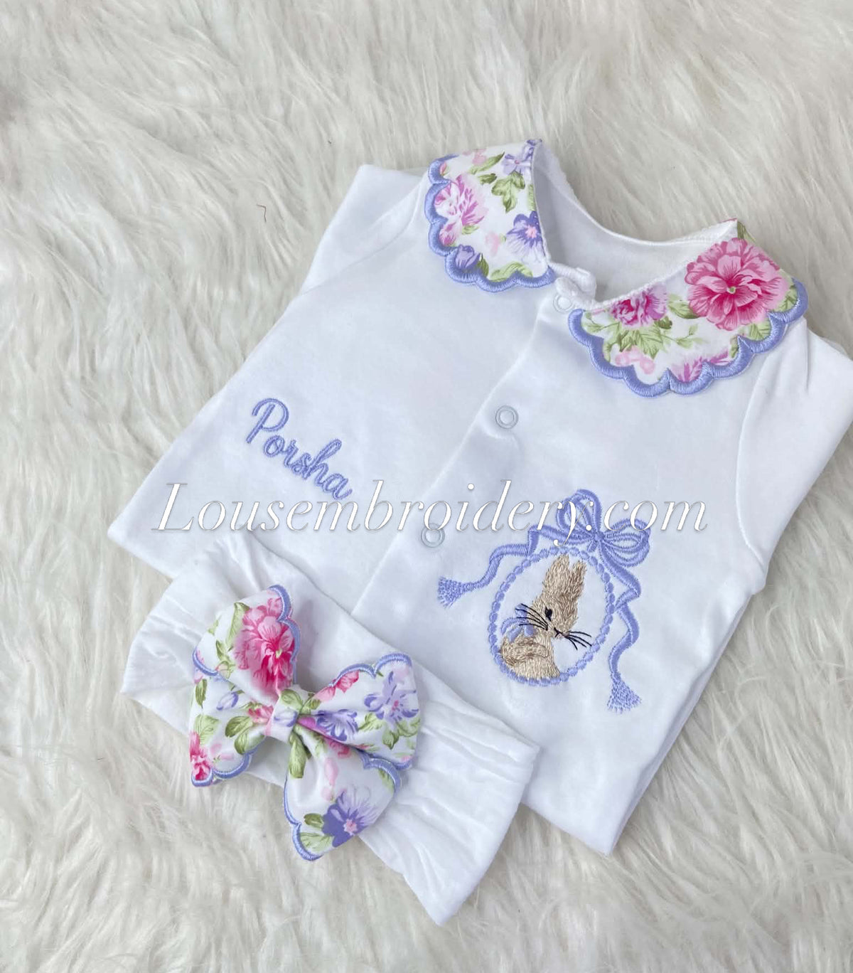 Floral Babygrow with headband