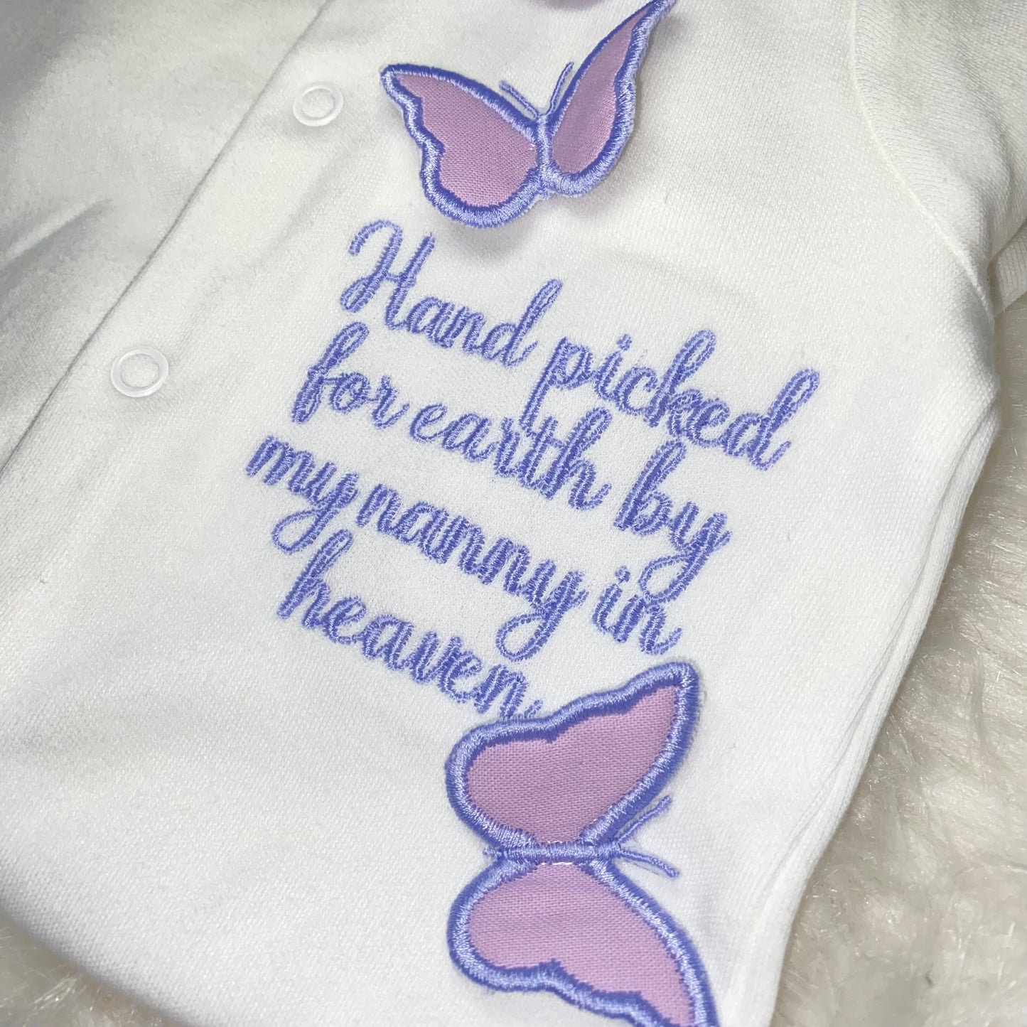 Hand picked for earth babygrow (customisable) 3D butterflies