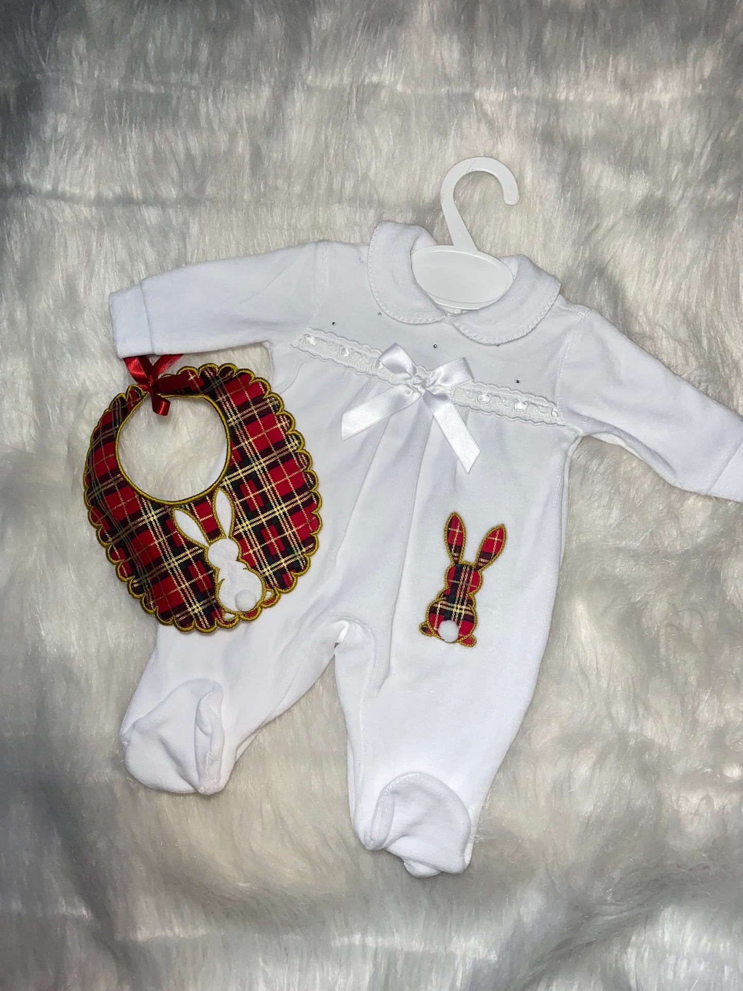 Newborn tartan bunny & velour set