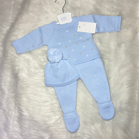 Boys poka dot set 3 peice set blue