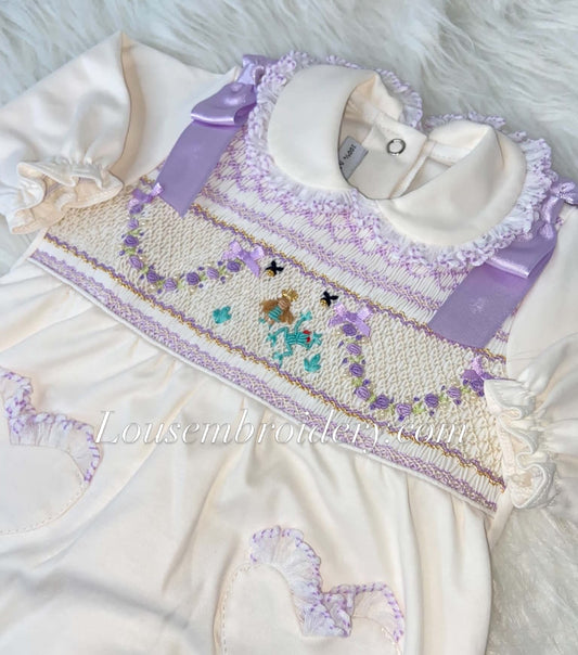 Smocked babygrow dolly and the frog 🐸