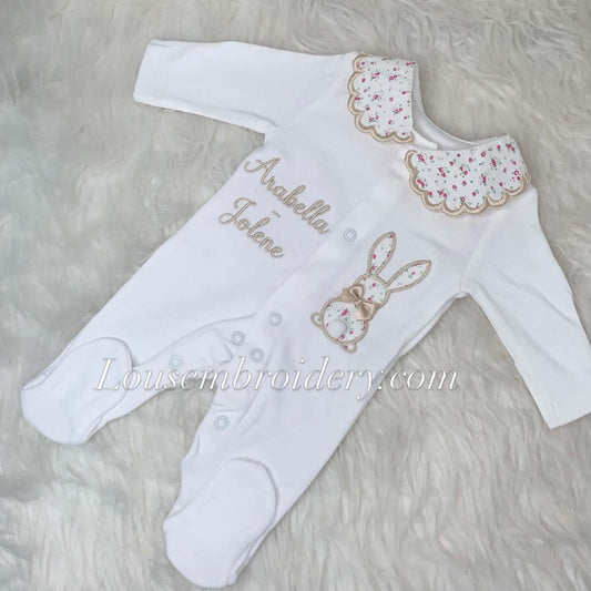 Floral bunny sleepsuit (JUST THE SLEEPSUIT)
