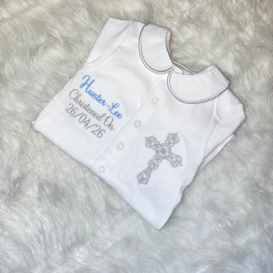 Boys christening Babygrow (MADE TO ORDER)