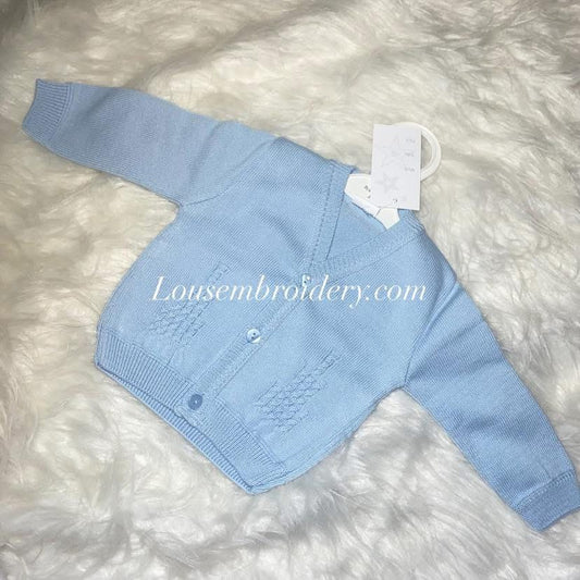 Boys baby blue cable detail cardigan