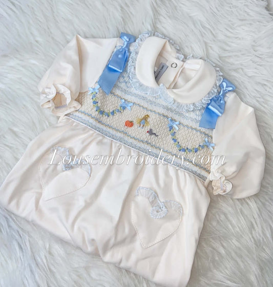 Hand smocked Cinderella babygrow