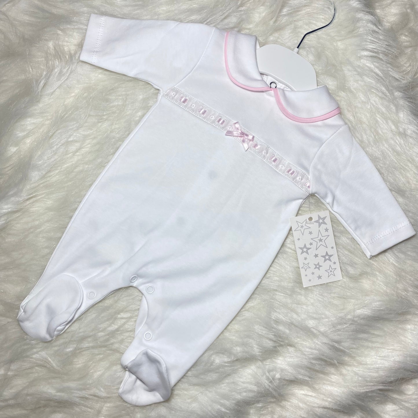 Girls babygrow with ribbon detail