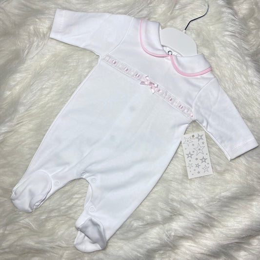 Girls babygrow with ribbon detail