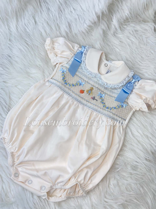 Smocked Cinderella bubble romper