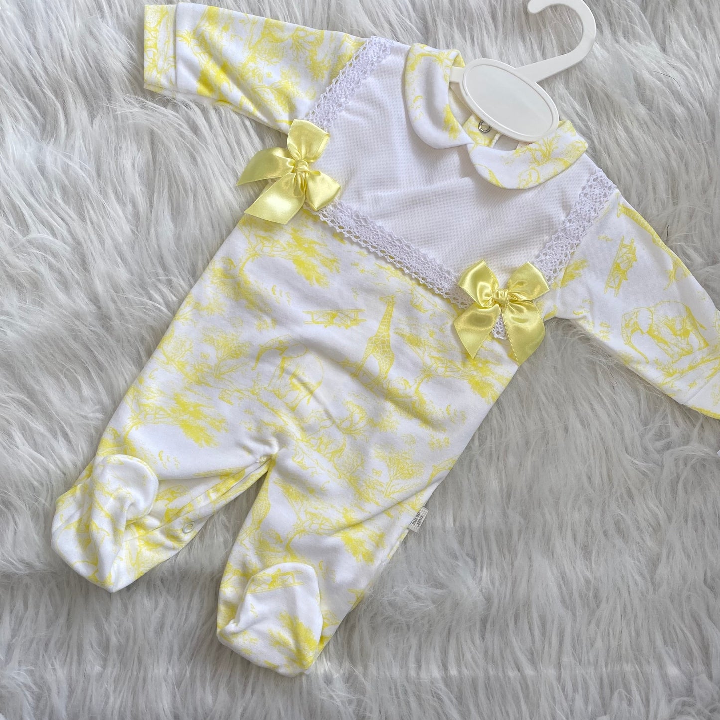 Girls lemon safari babygrow