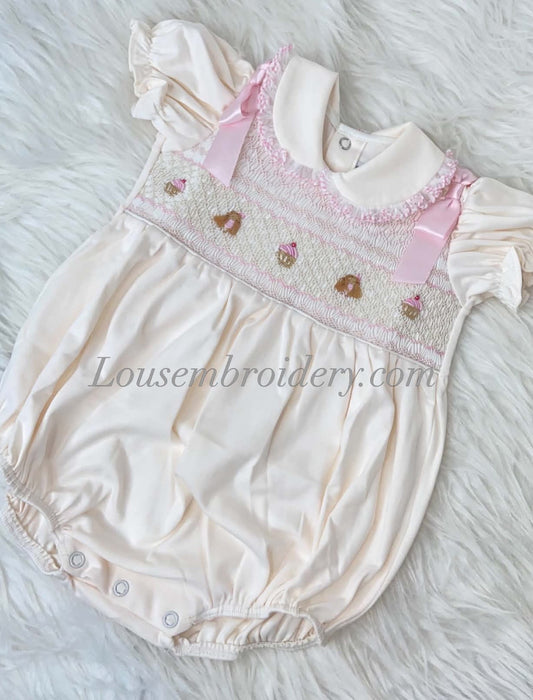Smocked bubble romper Dollie’s and cakes