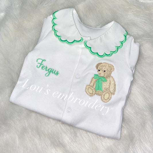 Teddy bear collar babygrow