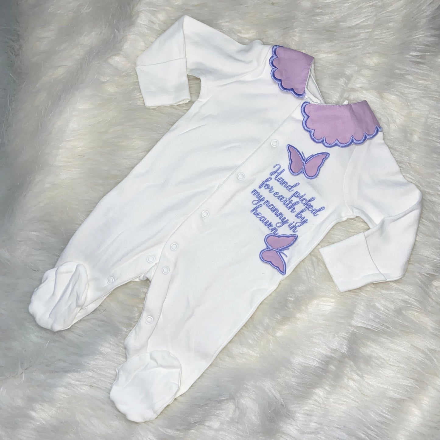 Hand picked for earth babygrow (customisable) 3D butterflies