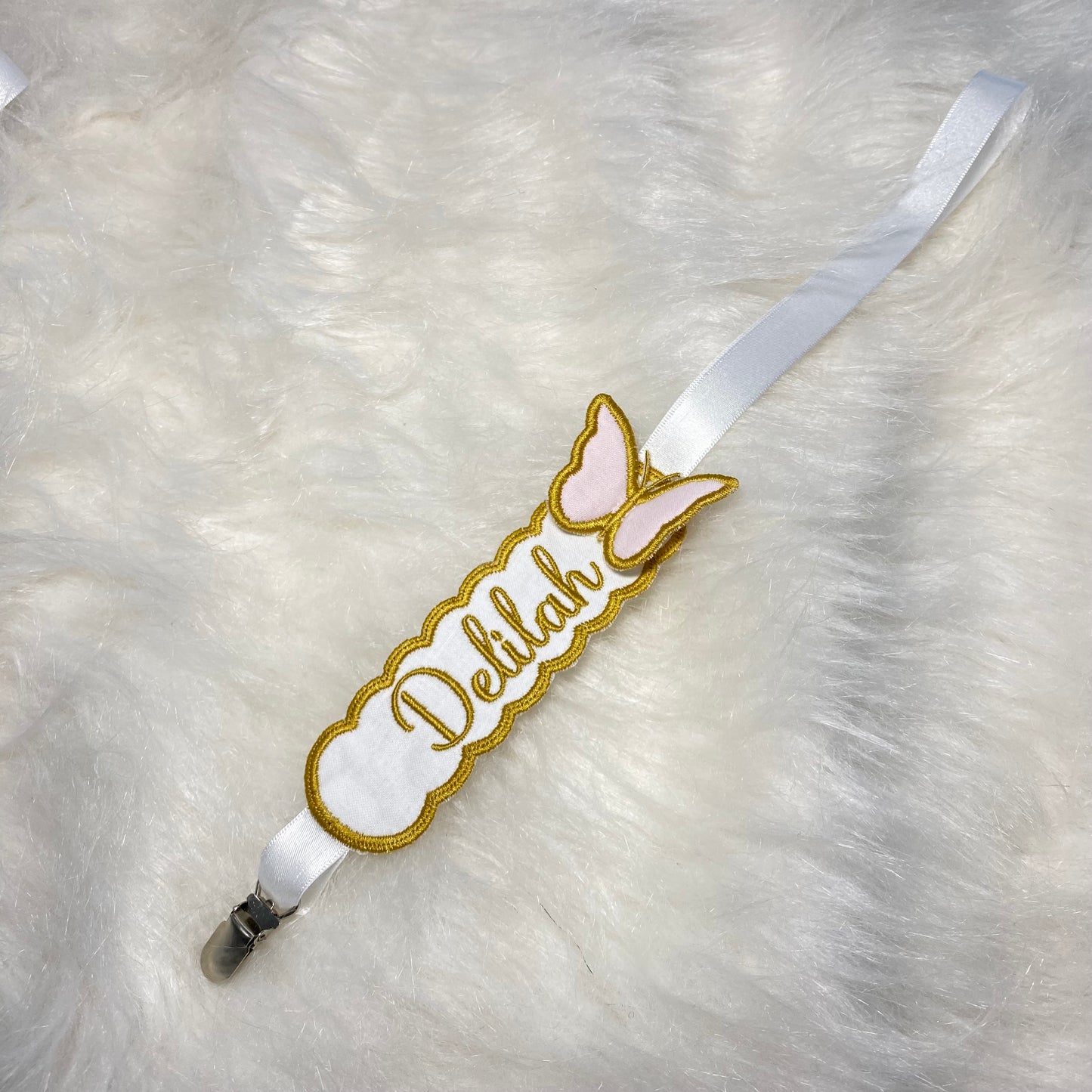 Dummy clip with name and 3D butterfly