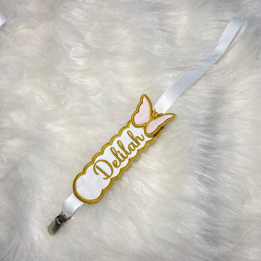 Dummy clip with name and 3D butterfly