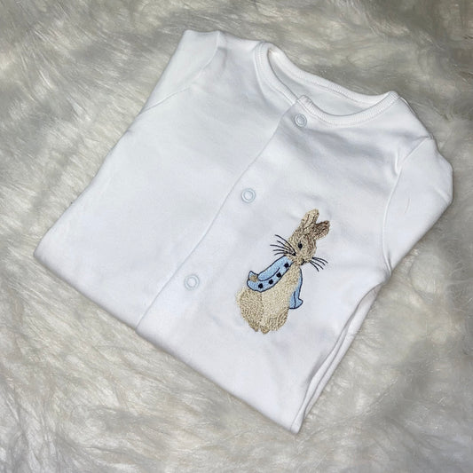 Rabbit blue Babygrow (made to order)