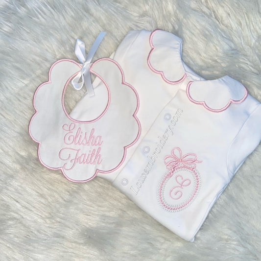 Bow monogram set (switch pink to any colour) (MADE TO ORDER)