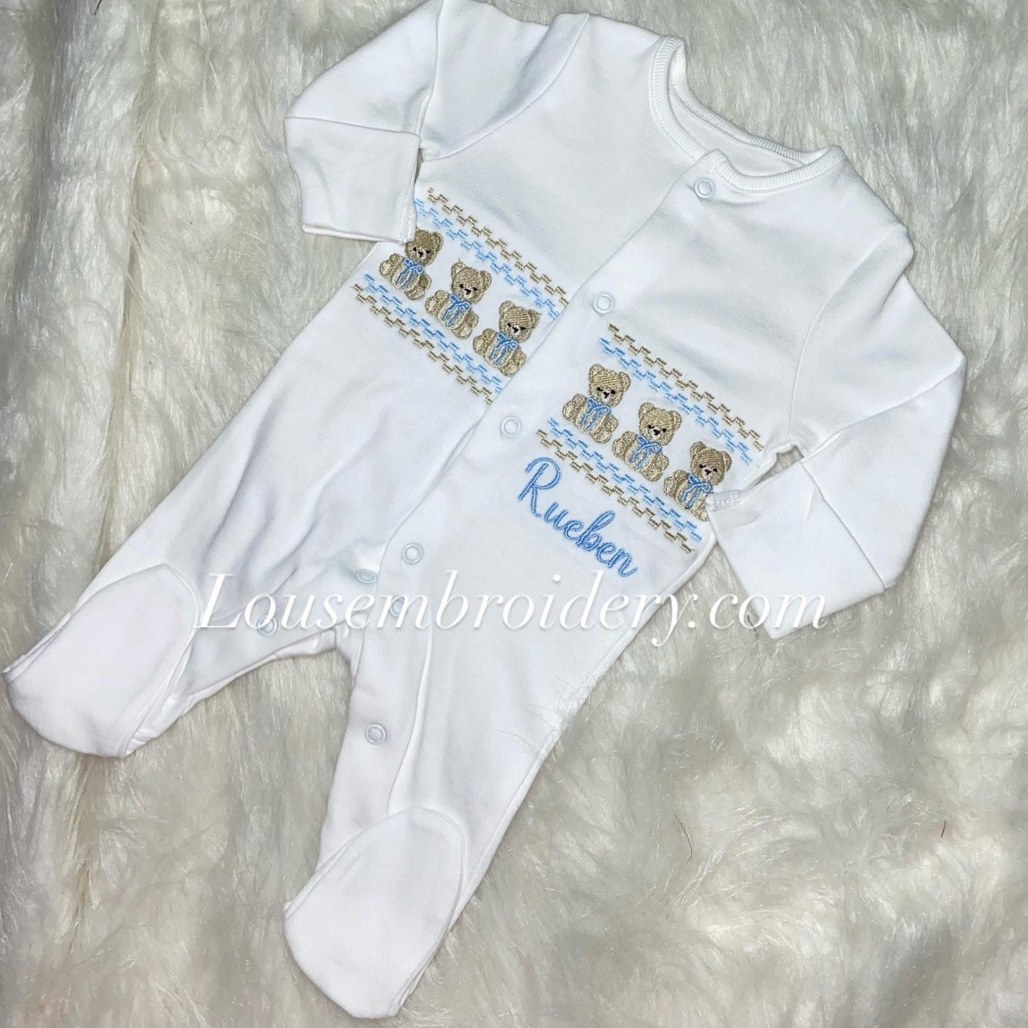 Faux smocking sleepsuit MADE TO ORDER