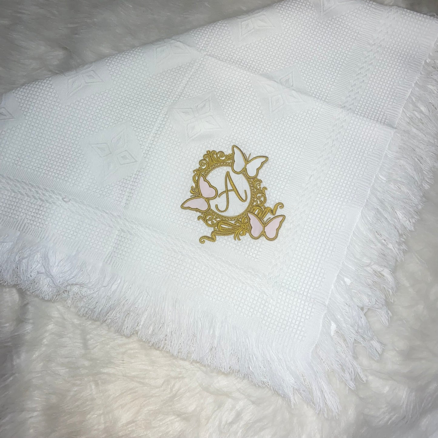 Butterfly monogram shawl (leave inital in notes)