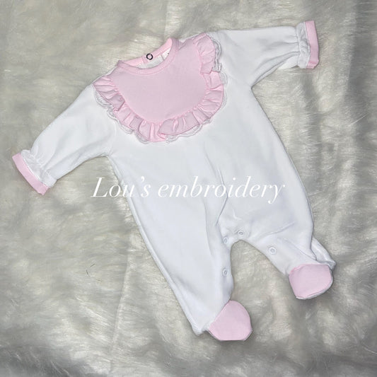 Velour bib style Babygrow