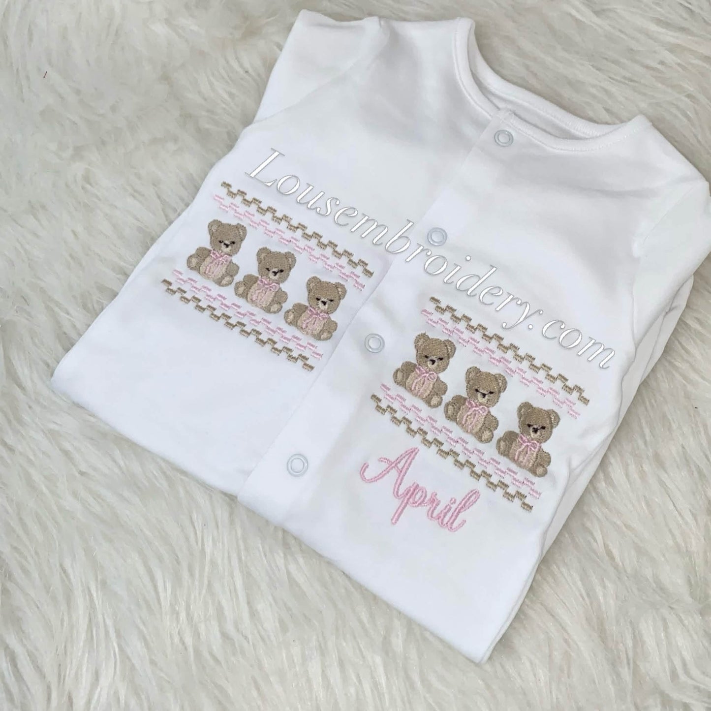 Faux smocking sleepsuit MADE TO ORDER