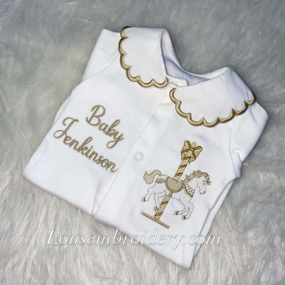 Unisex carousel horse babygrow