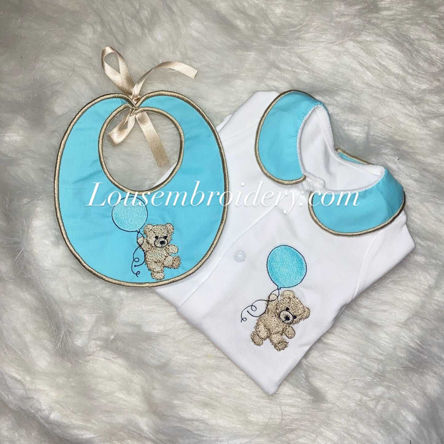 Bear balloon aqua  (MADE TO ORDER)